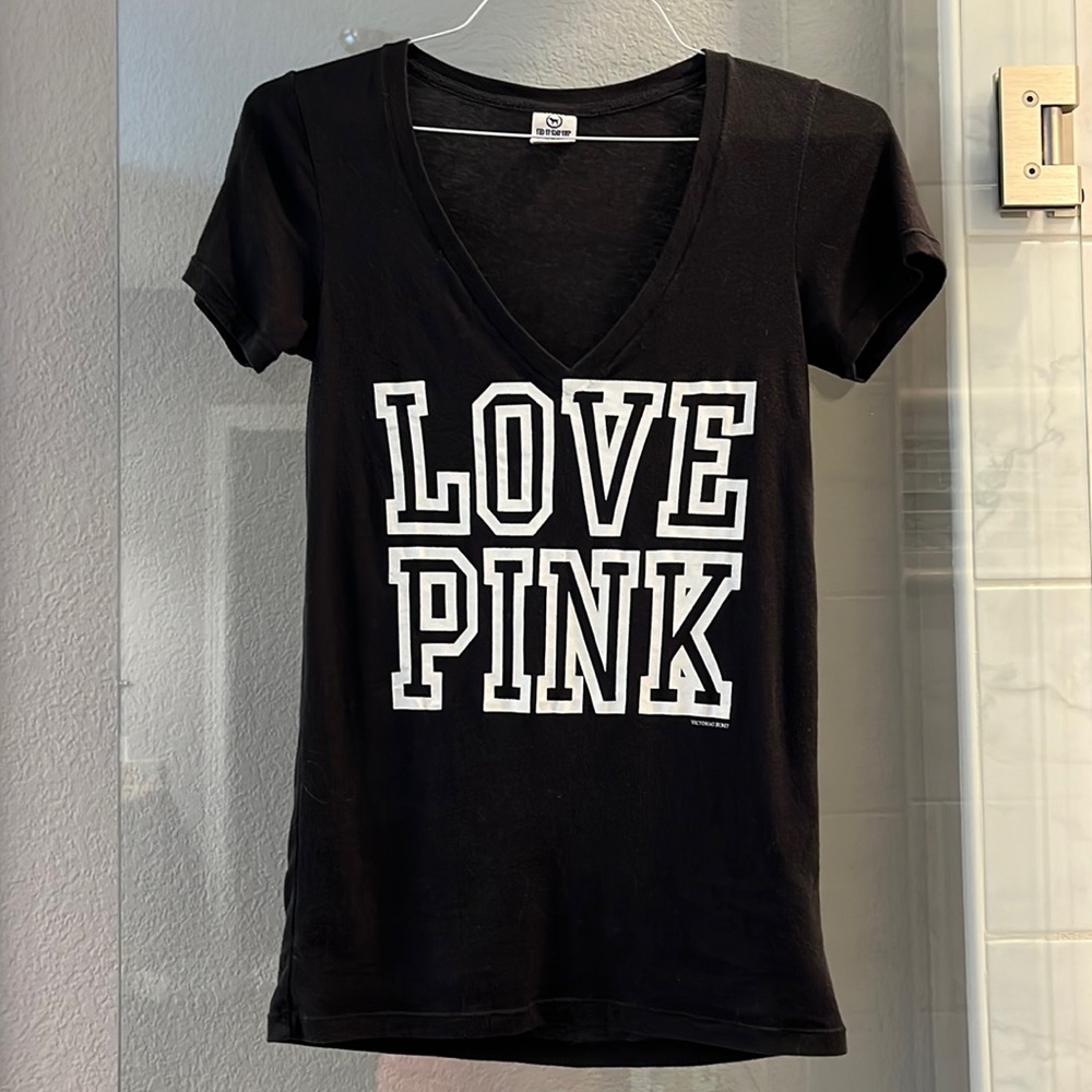 PINK V NECK T SHIRT
